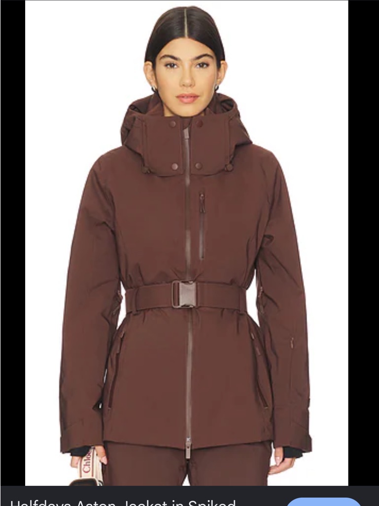 Halfdays Aston Ski Jacket Spiked Cocoa Xl Belted Waterproof Snow Coat